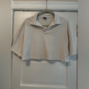 White collard crop top